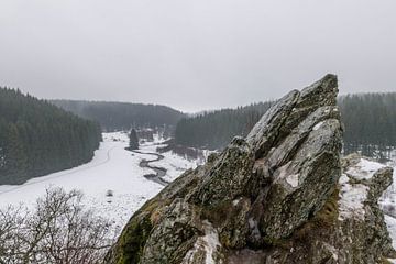 Le rocher du Bieley im Schnee