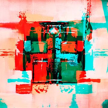 Modern, Abstract Digitaal Kunstwerk in Rood Blauw van Art By Dominic