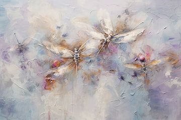 Dragonflies Studying | Abstract schilderij van Blikvanger Schilderijen