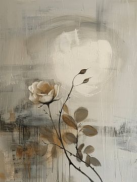 Witte roos in Japandi stijl van Japandi Art Studio