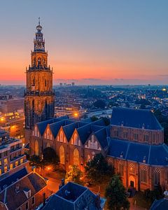 Sonnenuntergang im Zentrum von Groningen