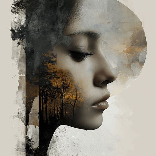 Ondergedompeld in de natuur, modern en abstract portret