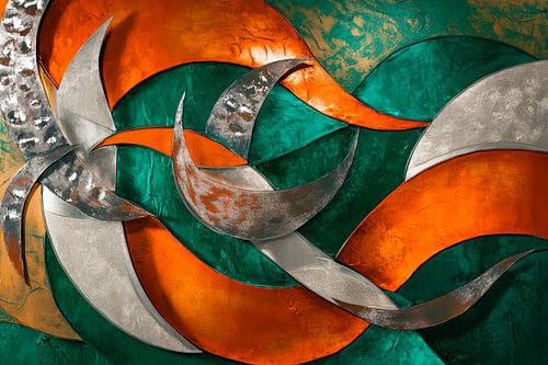 Abstracte metalen golfkunst