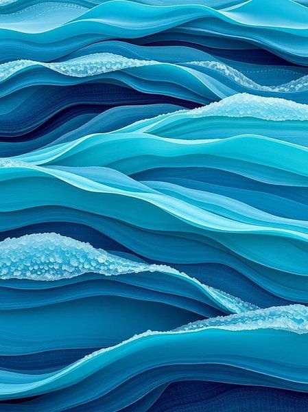 Azure Serenity: A Rhythmic Ocean Wave Abstract by Artistic
