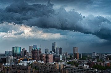 Stormy Skyline Vibes: Rotterdam from the Roof by Roy Poots