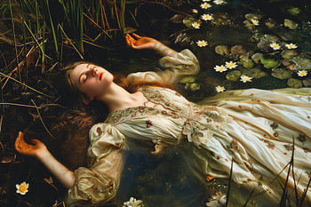 Orphelia - Moderne Fotografie nach John Everett Millais' Multistarwerk