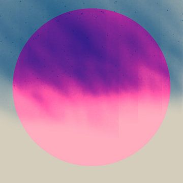 Neon kunst. Kleurrijk minimalistisch geometrisch abstract in blauw, roze, beige van Dina Dankers