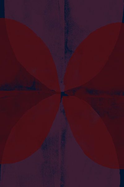 Formes abstraites en rouge profond, violet et bleu. par Dina Dankers
