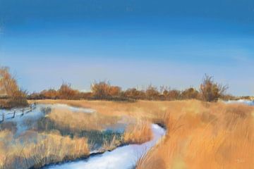Winterlandschap met een blauwe hemel van Tanja Udelhofen