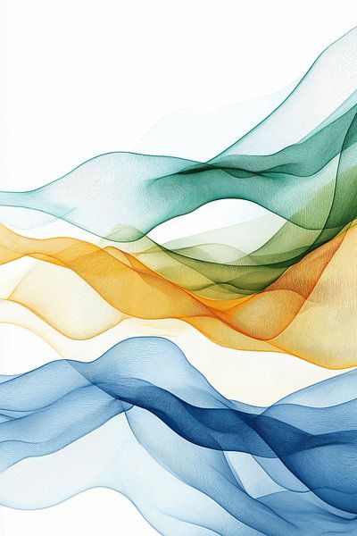 Wellen in Blau, Grün und Gelb von Studio BB