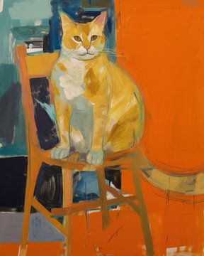 Orange tomcat, sitting on a chair by Studio Allee