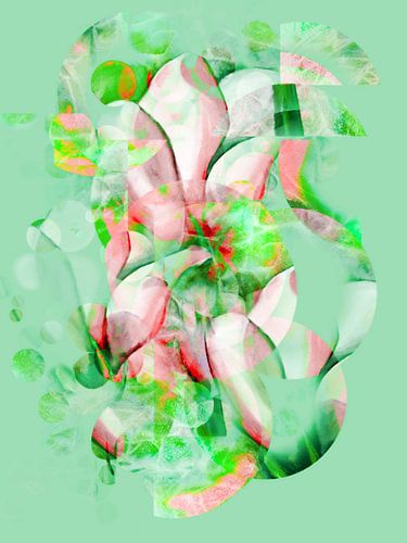 Abstracte magnolia in groene tinten