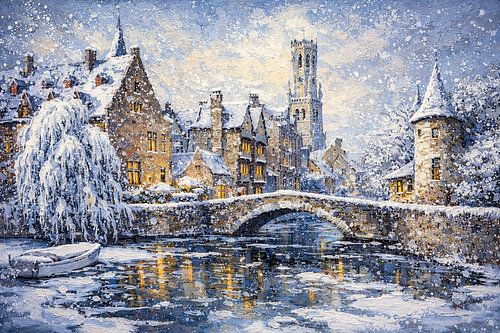 Brugge, België, een impressionistisch schilderij.