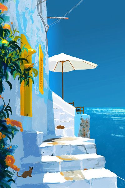 Beauté bleue au bord de la mer par Poster Art Shop
