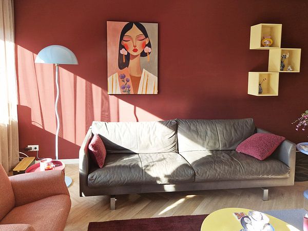 Klantfoto: Kleurrijk, modern en abstract portret van Carla Van Iersel, als ArtFrame