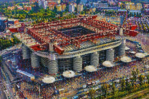 Het voetbalstadion San Siro in Milaan schilderij.