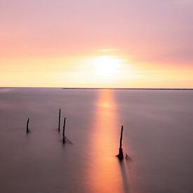 Coucher de soleil IJsselmeer Noordoostpolder sur Martien Hoogebeen Fotografie