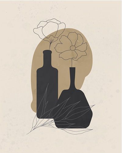 Minimalistisch stilleven met twee bloemen