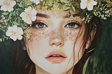 Flower girl | Young Woman in Wreath of Flowers by I ❤ Flowers