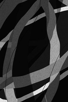 Modernes abstraktes minimalistisches Retro-Kunstwerk in Schwarz und Weiß VI von Dina Dankers
