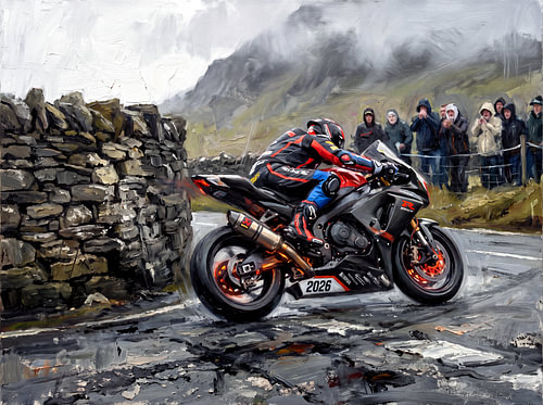 Suzuki GSX-R at the Isle of Man TT Wet Bend