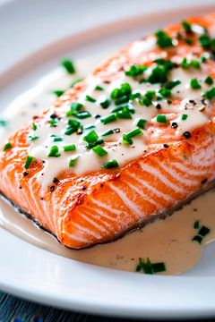Grilled salmon with herb sauce - delicious by Poster Art Shop