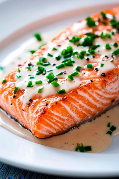 Grilled salmon with herb sauce - delicious by Poster Art Shop