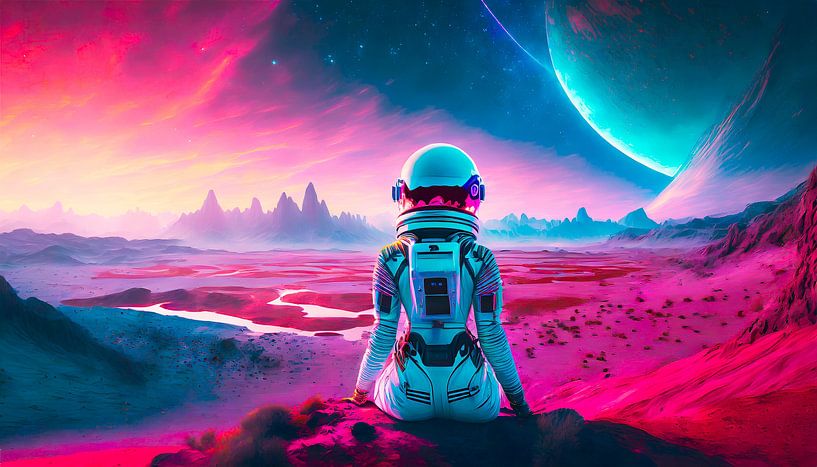 Neon spaceship suit on Mars by Mustafa Kurnaz