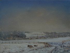 Une vue de village hivernale pleine de charme à Oud Valkenburg – un tableau apaisant et nostalgique sur Alfons Smeets