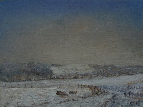 Stimmungsvolles Winterbild des Dorfes Oud Valkenburg – ein beruhigendes und nostalgisches Gemälde