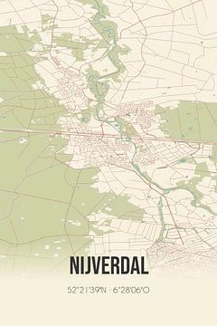 Vintage landkaart van Nijverdal (Overijssel) van MijnStadsPoster