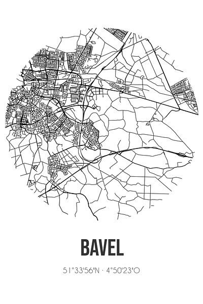 Bavel (Noord-Brabant) | Map | Black and White by Prints of Place