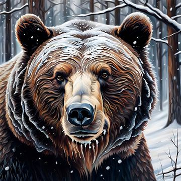 Wilde dieren - Portret van een beer (1) van Johanna's Art