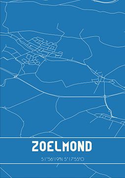 Blauwdruk | Landkaart | Zoelmond (Gelderland) van MijnStadsPoster