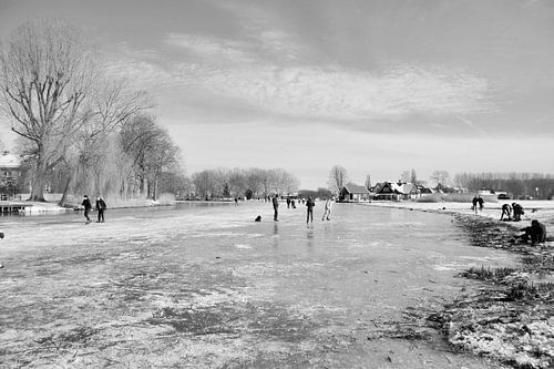 Patinage dans l'Alblasserwaard Noir et blanc
