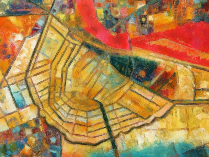 Amsterdam | Map of the Week | Gold-Red by Map Art Studio