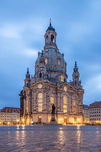 Blick am Morgen auf die Frauenkirche in Dresden