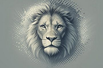 Graphic lion's head in grey by Art & Soul Creations