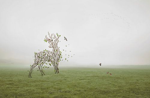 Betoverende Hert Beeldmanipulatie - Natuur en Fantasie in Uw Interieur