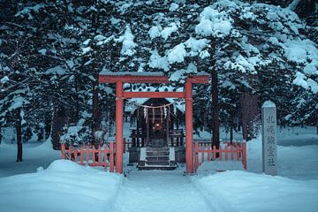 Klein altaar met een torii poort en lampje van Mickéle Godderis