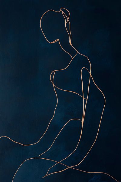 Minimalistische Linienführung einer sitzenden Frau von Poster Art Shop