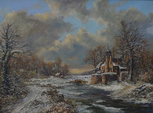 Sfeervol Hollands winterlandschap – sneeuw schilderij