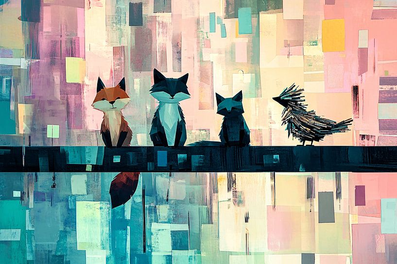 Quatre animaux abstraits en ligne par Imperial Art House