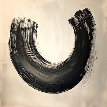 Minimalistische U-Vormige Penseelstreek in Japandi Stij