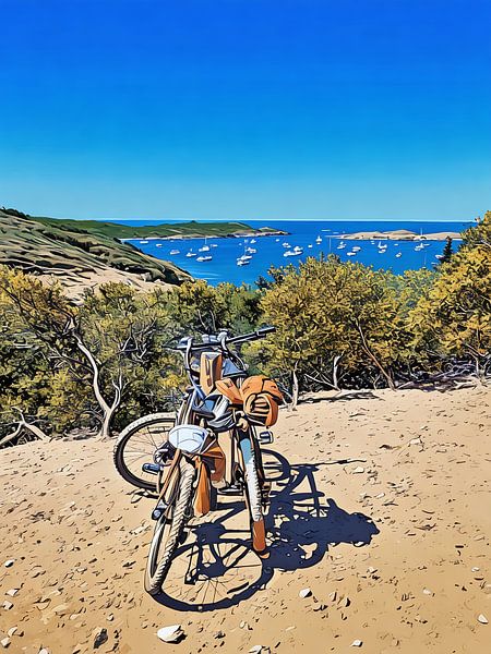 Fietsstop in Porquerolles met een prachtig uitzicht op de kust van Sergio Pazzano