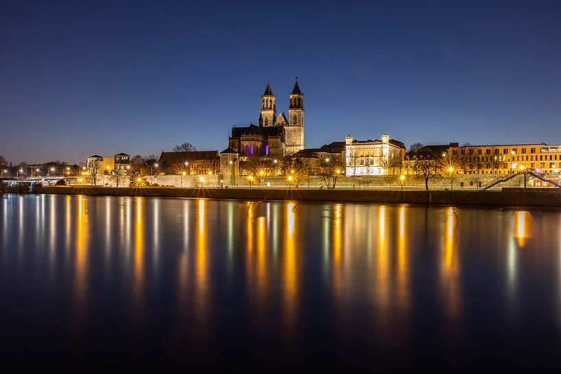 Magdeburg zur blauen Stunde von Frank Herrmann