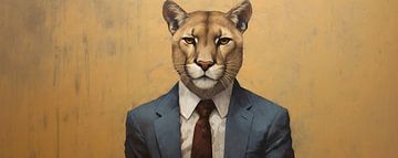 Cougar im Anzug von Wunderbare Kunst