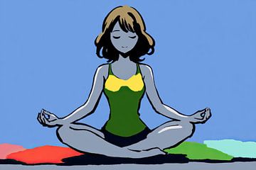 Vrouw Meditatie | Serene Woman Meditating van OMG Art
