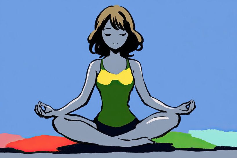 Vrouw Meditatie | Serene Woman Meditating van OMG Art