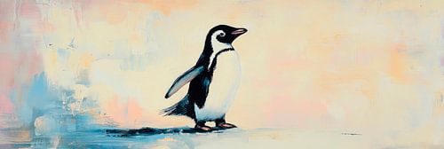 Dansende pinguïn in het ochtendlicht